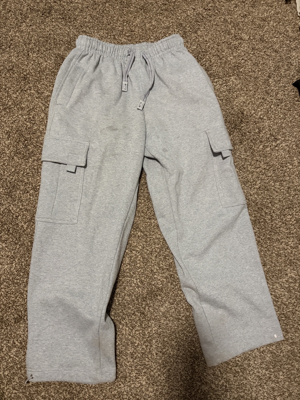 Men's Light Gray Cargo Sweatpants with Elastic Waist
